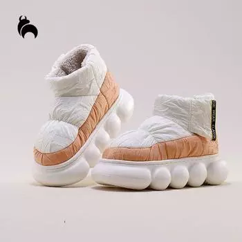 Mo Dou, модные зимние женские ботинки, дизайнерские уличные зимние ботинки с шариковой подошвой, домашняя хлопковая обувь на толстой нескользящей подошве 36-37 оранжевый