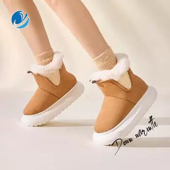 Mo Dou Plus: женская обувь из замши и холодостойкого хлопка из ЭВА на толстой подошве и зимние ботинки с приподнятым верхом 36-37 кофейный