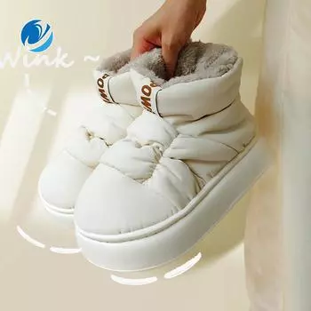 Mo Dou Plus: женская теплая и нескользящая хлопковая обувь на толстой подошве для внешнего ношения. Мужская и женская домашняя хлопковая обувь зимой. 36-37 чёрный