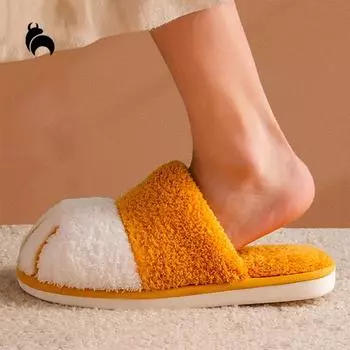 Mo Dou/тапочки с милыми кошачьими лапами, зимние теплые нескользящие домашние тапочки с мягкой подошвой, домашние повседневные тапочки с мягкой подошвой и мультяшным рисунком 36-37 коричневый