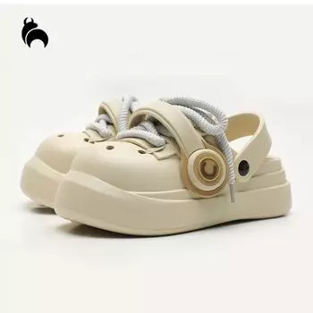 Mo Dou/весенне-летние сабо с большим носком, уличные сандалии унисекс на толстой подошве для женщин, мягкие нескользящие тапочки для мужчин 36-37 белый