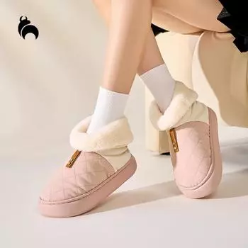 Mo Dou, женская теплая хлопковая обувь на мягкой подошве для домашнего использования, утепленная плюшевая домашняя обувь, мужская хлопковая обувь одного цвета 40-41 зелёный