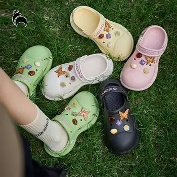 Mo Dou женские летние уличные тапочки нескользящие сандалии из ЭВА на толстой подошве пляжная обувь с обтянутым носком дышащие сабо для девочек 36-37 белый