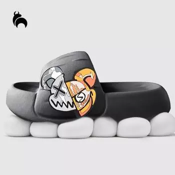 Mo Dou, женские тапочки из ЭВА, домашняя обувь на толстой мягкой подошве, двусторонний медведь для улицы, нескользящий дезодорант, модный для мужчин 36-37 чёрный