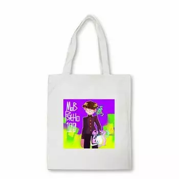 Mob Psycho 100 аниме сумка-шоппер многоразовая студенческая сумка для книг модная холщовая сумка сумки большой вместимости сумки Shigeo Kageyama 24*26cm