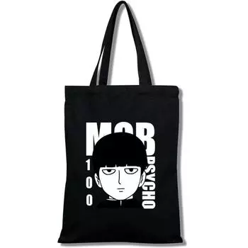 Mob Psycho 100 Shigeo Kageyama Холщовая сумка для женщин Забавная сумка для покупок Ulzzang Экологичная большая вместимость 24*26cm