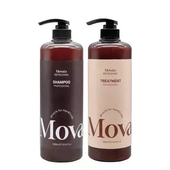 Mobata Professional, большой емкости, шампунь для салонов красоты + лечение, набор 1000 мл, для поврежденных волос, слегка кислотный уход за перхотью, 1 набор