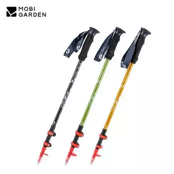 Mobi Garden 2 шт. сверхлегкие складные многофункциональные треккинговые палки портативные противоударные Alpenstock для прогулок по снегу на открытом воздухе зелёный