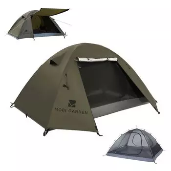 MOBI GARDEN Одиночная палатка для кемпинга для двух человек, алюминиевая водоотталкивающая УФ-палатка, удобная для хранения, палатка для альпинизма, палатка, 1-2 человека, многослойная, легкая,