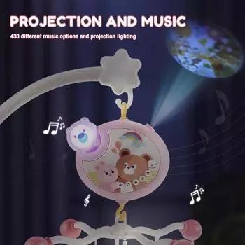 Мобиль для детской кроватки с музыкой и светом, симпатичные игрушки-мобили для детской кроватки с дистанционным управлением, вращающиеся на 360°, музыкальный мобильный телефон для детской кроватки синий