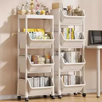 Мобильная книжная полка на колесиках, органайзеры для кухни и стеллажи для хранения вещей, тележка для ванной комнаты с колесами, полки для закусок в гостиной 3 Layer белый