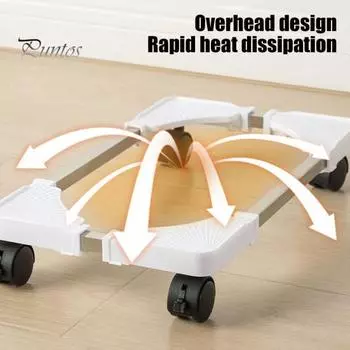 Мобильная подставка для процессора, регулируемая подставка для компьютерной башни с 4 фиксирующими колесами, легко перемещаемая, вентилируемая подставка для хранения ПК чёрный