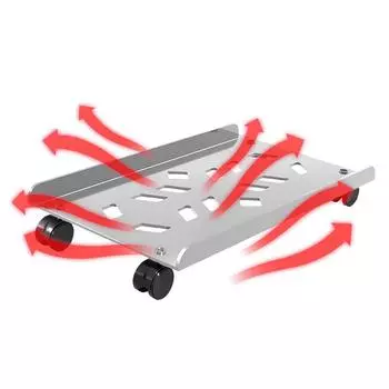 Мобильная подставка для процессора, вентилируемая компьютерная стойка, подставка для ПК с 4 роликами, подходит для большинства ПК, держатель под столом чёрный