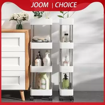 Мобильная полка для хранения Полка с промежуточным пространством Кухонная полка для хранения Ванная комната Стеллаж для хранения Холодильник Полка для отделки бокового шва 3M белый