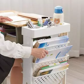 Мобильная стойка для стола в классе Компактный настольный органайзер для хранения на колесах белый