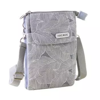 Мобильная сумка, сумки через плечо, тканевые листья, женский женский кошелек, кошелек, маленькая сумка на плечо с регулируемым ремешком 13cm*1.5cm*19.5cm серый