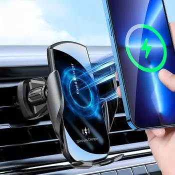 Мобильное зарядное устройство, кронштейн для беспроводной зарядки, быстрая зарядка 15 Вт чёрный