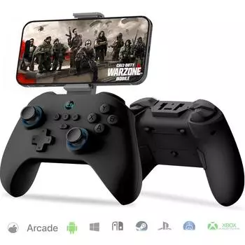 Мобильный игровой контроллер для Switch, PS4 с джойстиком на основе эффекта Холла/Turbo/программирование макросов/6-осевой гироскоп/мотор/дистанционное воспроизведение/Xbox Cloud Game/Steam 15.5*10.28*6.25cm белый