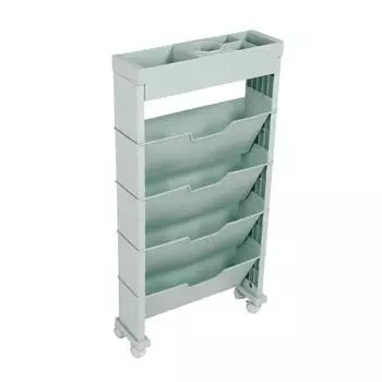 Мобильный книжный шкаф многоцелевой многослойный большой емкости передвижная полка для хранения книг для помещений синий