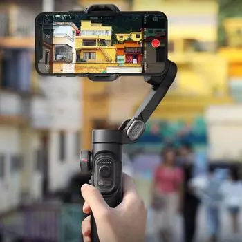 Мобильный стабилизатор Aokawa Smart XE: Совместимость с Apple, Huawei, Xiaomi - 3-осевой ручной стабилизатор с защитой от сотрясений. English version чёрный