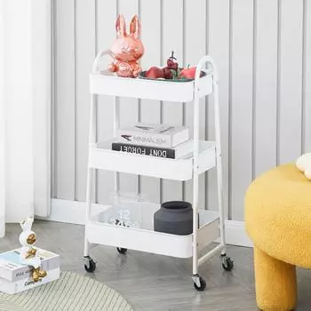 Мобильный стеллаж для хранения вещей, бытовая тележка на колесах, 3 яруса, многофункциональная тележка для хранения в форме буквы А, вместительная кухонная тележка для хранения чёрный