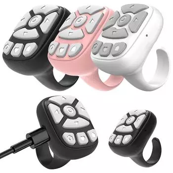 Мобильный телефон Мини Bluetooth пульт дистанционного управления для iPhone Xiaomi Huawei Пульт дистанционного управления Электронная книга Переворачиватель страниц Контроллер камеры для Tiktok Live чёрный