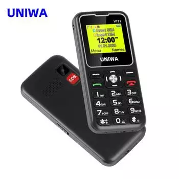 Мобильный телефон UNIWA V171 Big Button SOS для пожилых людей с большой батареей чёрный