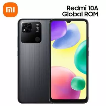 Xiaomi Redmi 10A Redmi10A Смартфон 5000 мАч Большая батарея Киберспортивные игры Визуализация 6,53-дюймовый дисплей 13-мегапиксельная задняя камера Сканер отпечатков пальцев 4GB+64GB чёрный