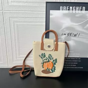 Mobile Phone Bag Crossbody Women S High-End Versatile Cute Cartoon Knitted Handbag Coin Handbag