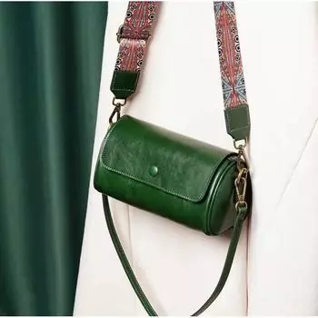 Mobile Phone Bag Female Crossbody 2025 New Arrival Western Style Fancy Leather Packet Summer Pencil Case Bag One-Shoulder Crossboby Bag Dark green [leather genuine goods]]