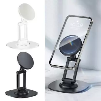 Магнитный держатель для мобильного телефона, отличный многоугольный противоскользящий регулируемый на 360 градусов мобильный телефон, складная домашняя подставка для путешествий и офиса чёрный