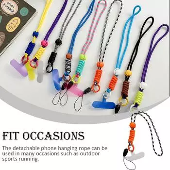 Mobile Phone Lanyard Adjustable Reusable Neck Hanging Rope with Hook Microfiber Safety Straps Accessory Picnic Running Type 9
