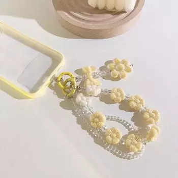 Mobile Phone Strap Y2K Phone Pendant Double Layer Shiny Flower Keychain Backpack Pendant синий