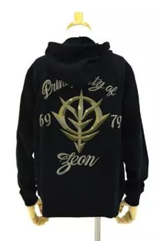 Mobile Suit Gundam Zeon Mark Embroidery Zip Parka Black Size:S