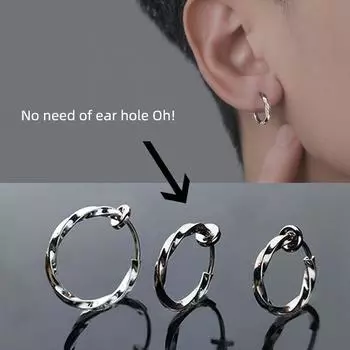 Mobius Non-Pierced Earrings Men s Punch-Free Men s Stylish Painless Ear Clip Fashion Normcore Style Men s Earrings Women 12mm ear clip pair (gift box)