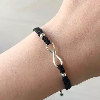Mobius Sterling Silver Men Bracelet Female Red Rope Couple Bracelet Wrist String Woven Birth Year New Arrival Birthday Gift Mobius-Bracelet-Black