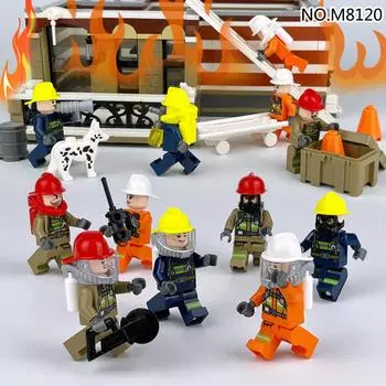 MOC City Series Пожарные спасатели Пожарный персонаж Строительные блоки Игрушки
