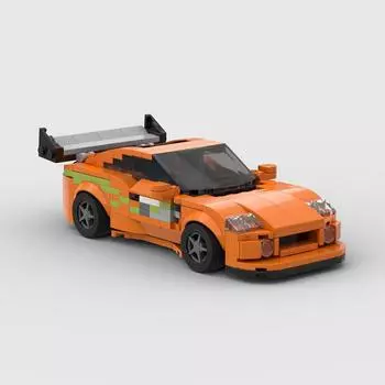 MOC Fast & Furious1 Supra 370 шт. спортивный автомобиль, скорость, чемпион, гонщик, строительные блоки, кирпич, креативные гаражные игрушки для мальчиков светло-серый