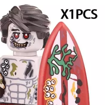 MOC Хэллоуин Зомби Фигурки Строительные блоки Двойная голова Кривая шея Аксессуары Кирпичики Игрушки Детский подарок