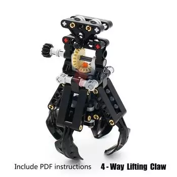 MOC High-tech Parts 4 Way Подъемный захват гусеничного крана Механическая модель Строительные блоки Кирпичи Совместимость с 42042 Игрушки чёрный