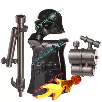 MOC Кирпичики Игрушка Аниме Фильмы Огнемёт Огненный Солдат Строительные Блоки Сборные Игрушки Модель для Детей Подарки на День Рождения