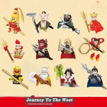 Moc, китайская история, путешествие на Запад, Fgiure, героический солдат, горячее оружие, меч, строительные блоки, игрушки, подарок для мальчиков и девочек, без коробки