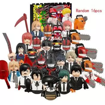 MOC Креативная Бензопила Дэнджи Человек Почита Макима Кукла Мини Аниме Фигурки Экшн Строительные Блоки Кирпичики DIY Игрушки для ПОДАРКА РЕБЕНКУ