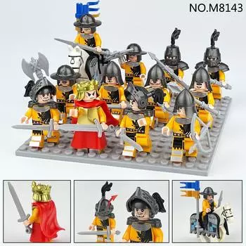 MOC Medieval Series King Knights Army Crusades Scene Doll Building Blocks Toys