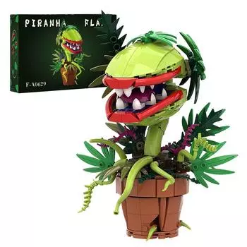 MOC Одри II Пиранья Растение Строительный блок Зубастик Горшечные растения Ужасы Цветок Модель Кирпичи Собрать Игрушки Дети Собирают Подарок зелёный