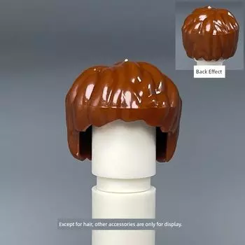 MOC Small Particles Doll Toy Wear Headdress Boy Building Blocks 1056088 unkempt hair Brown