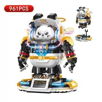 MOC Space Panda Фигурки астронавтов Строительные блоки Half Mecha Астронавт Сборка Модель Игрушки Украшения Подарок для мальчиков Без коробки