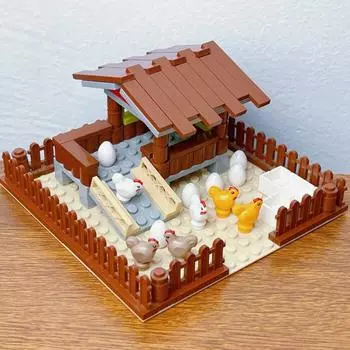 MOC строительные блоки с сельскохозяйственными животными, городской курятник, курятник, игрушки, DIY блоки, игрушки для детей, подарок для мальчиков и девочек, Juguetes, детские игрушки