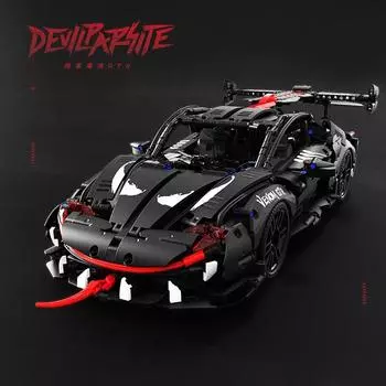 MOC Технический город GTR Super Racing Черный спортивный скоростной автомобиль Строительные блоки Модель кирпича Сборка игрушек для мальчиков Подарочный набор для взрослых No Box