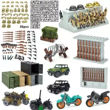 MOC Военный спецназ, оружие WW2, игрушки, пистолет, мешок с песком, пушка, арсенал, строительные блоки, фигурки, оборудование, кирпичи, игрушки для детей Oil barrel 01